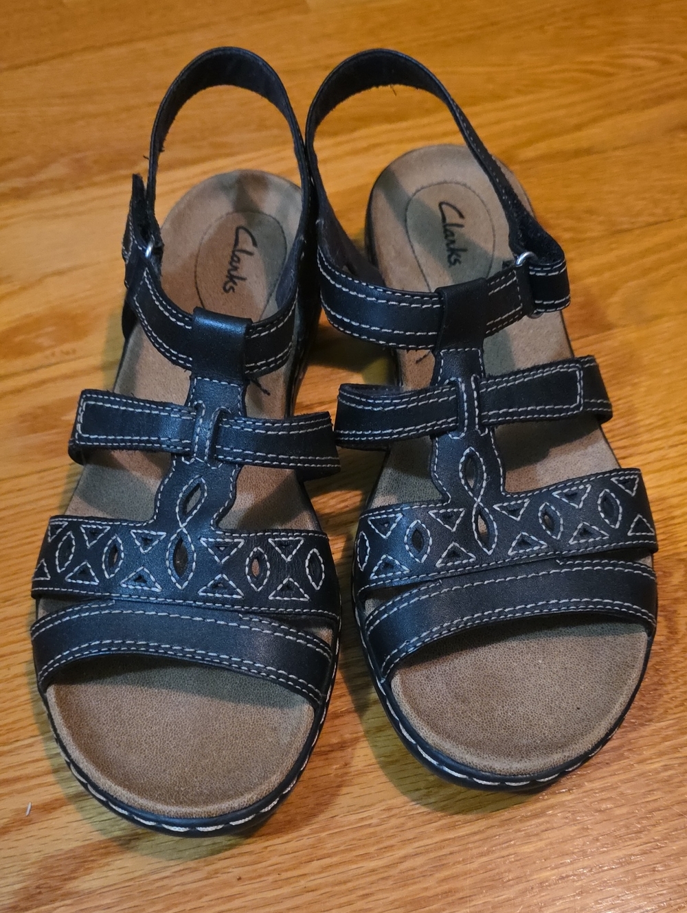Clarks Ladies Black Multi-Strap Comfort Sandals